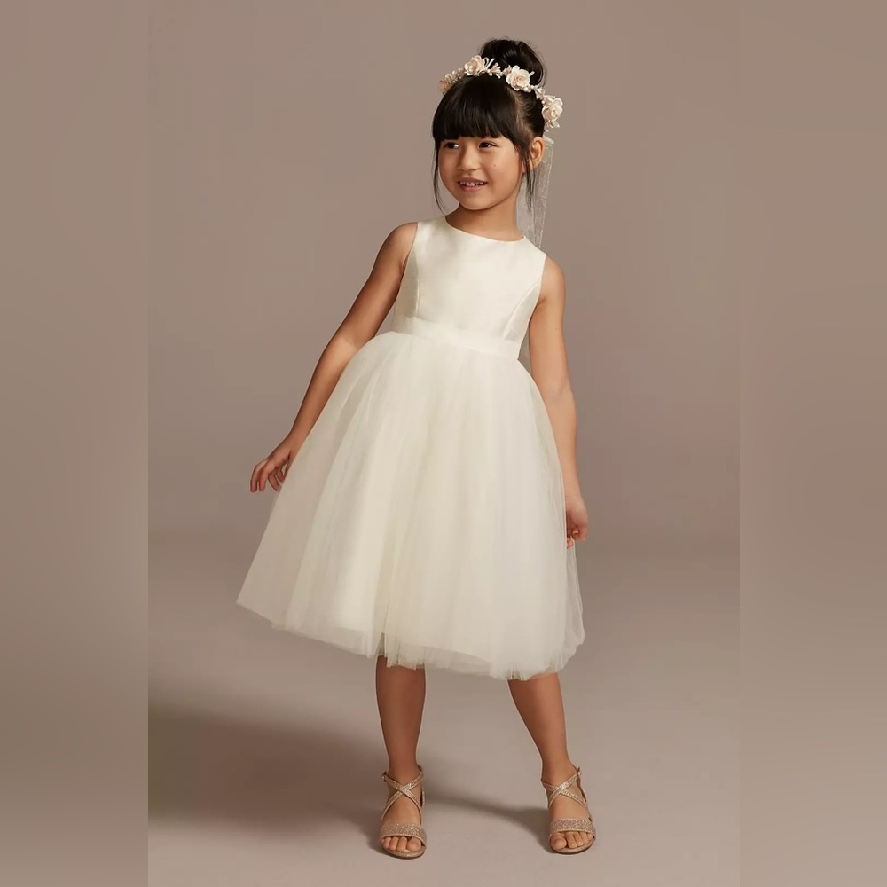David's Bridal Ivory Tulle Toddler Kids Dress